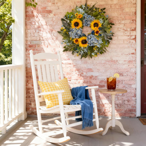 HipTree yellow-blue palette suits farmhouse and modern decor beautifully.