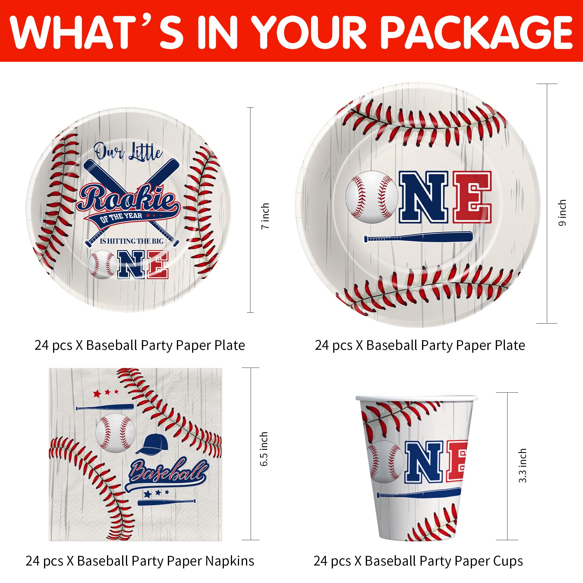 HIPVVILD baseball plates 7-inch for treats and photo moments.