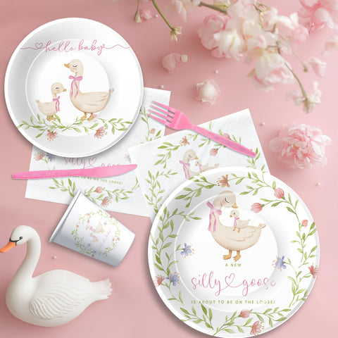 HIPVVILD Pink Silly Goose disposable cutlery for easy prep and cleanup.