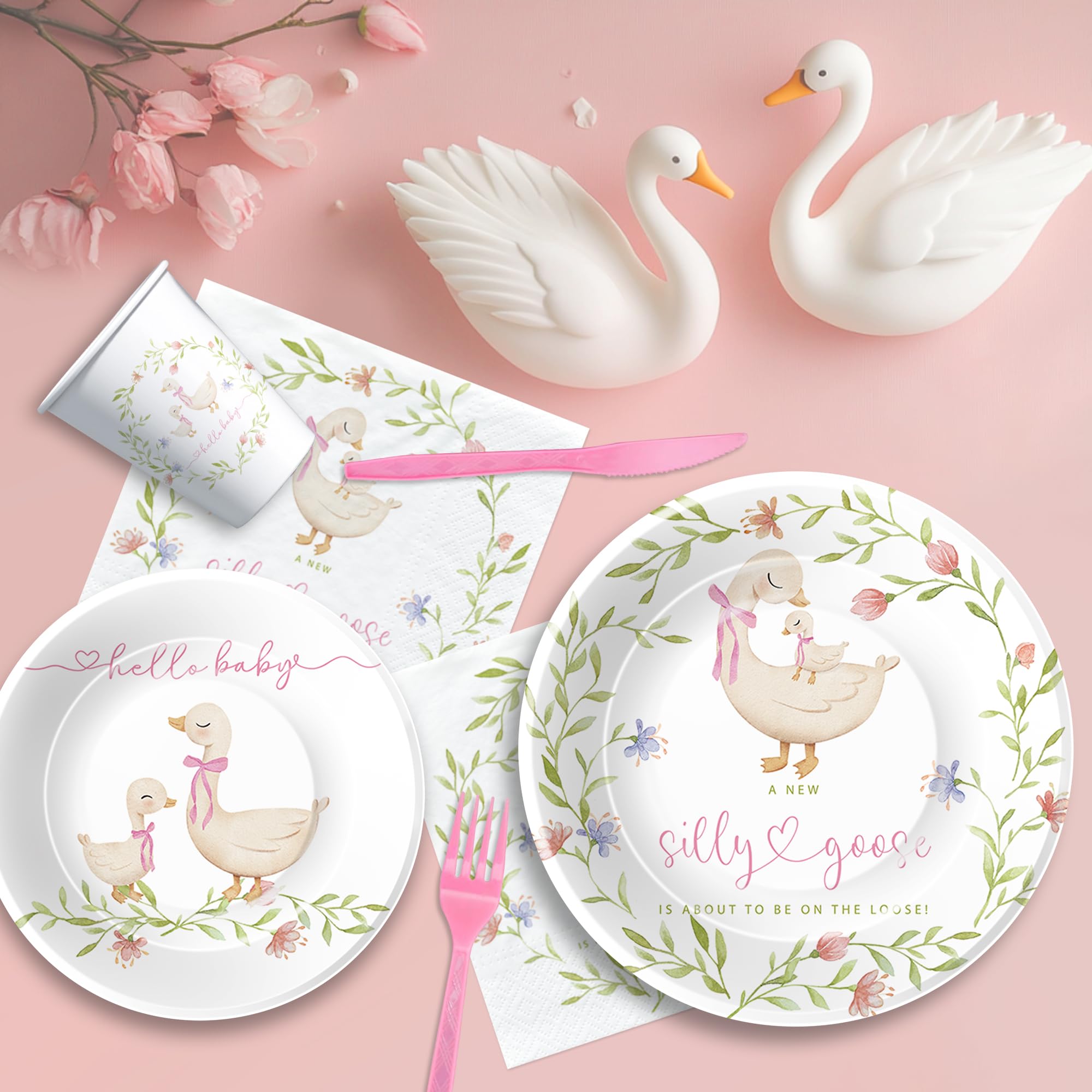 HIPVVILD Pink Silly Goose tablecloth protects surfaces and enhances decor.