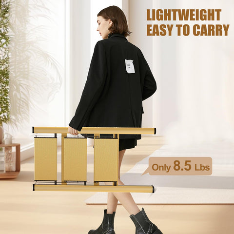 Hismocal lightweight ladder with 330lbs capacity beside bookshelf