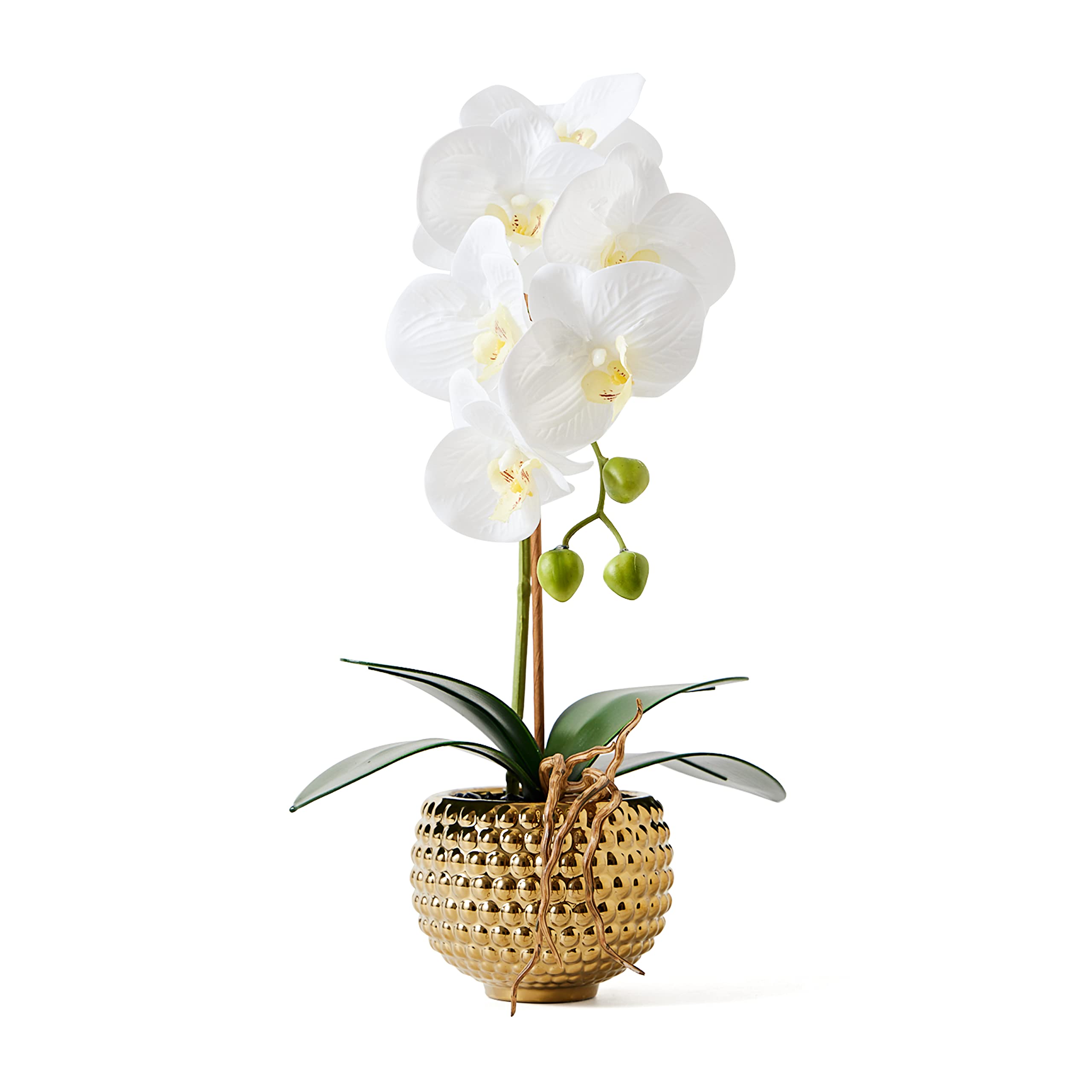 Hisow Orchids artificial flowers in a gold pot for elegant home décor.