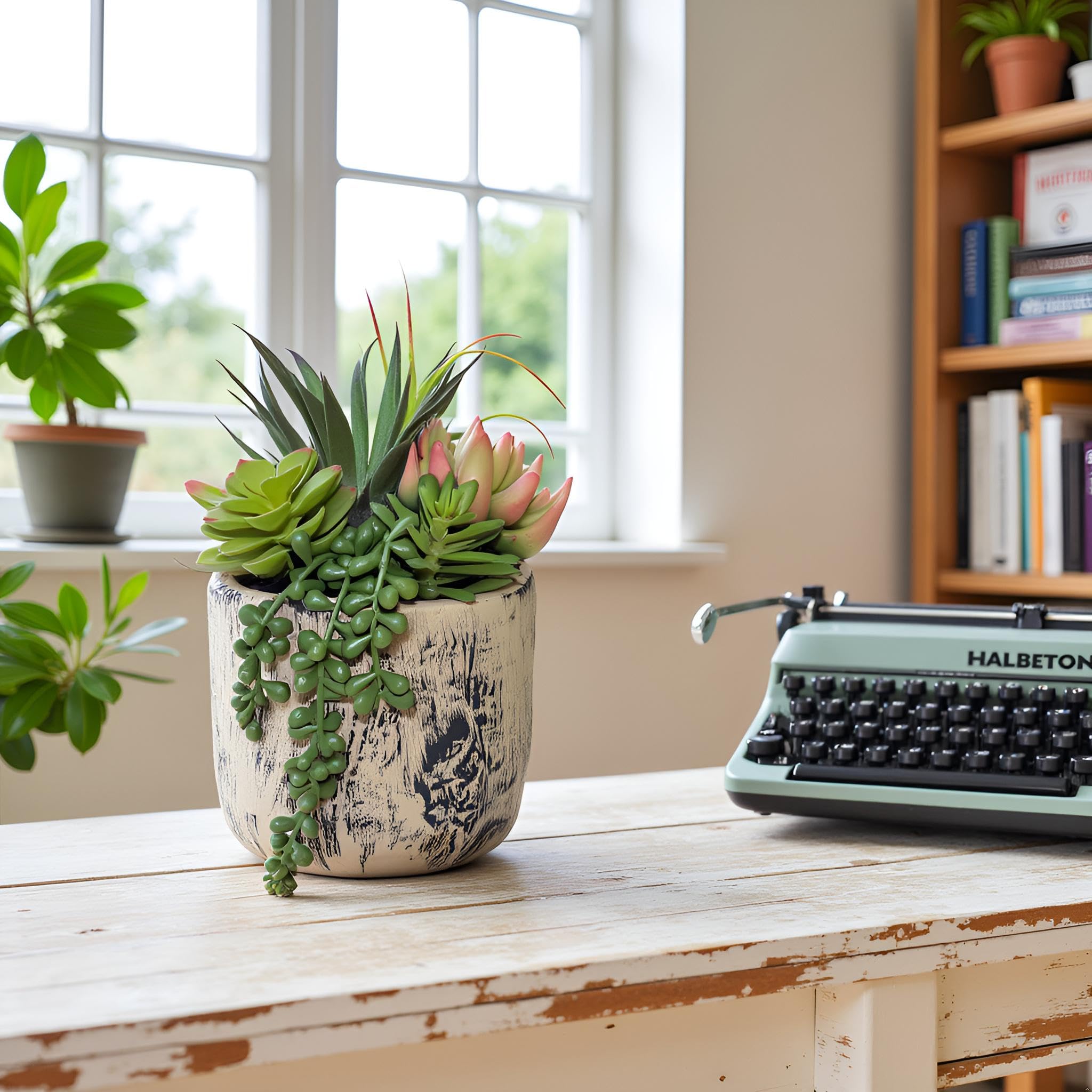 Hisow six-succulent arrangement in a ceramic pot for stylish display.