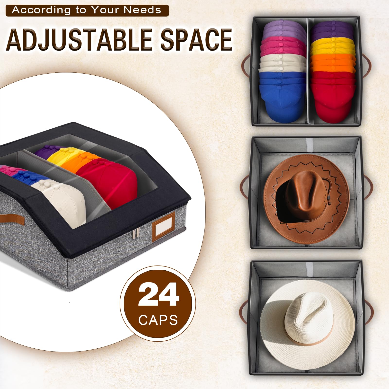 HISULIV 2-in-1 hat organizer fits closet spaces for easy access.