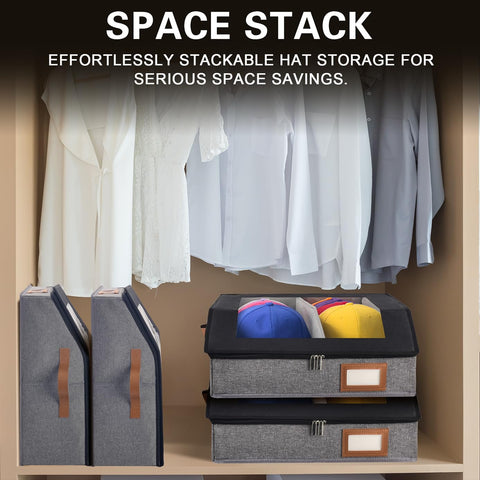 HISULIV 2-in-1 hat organizer stackable design saves closet space.