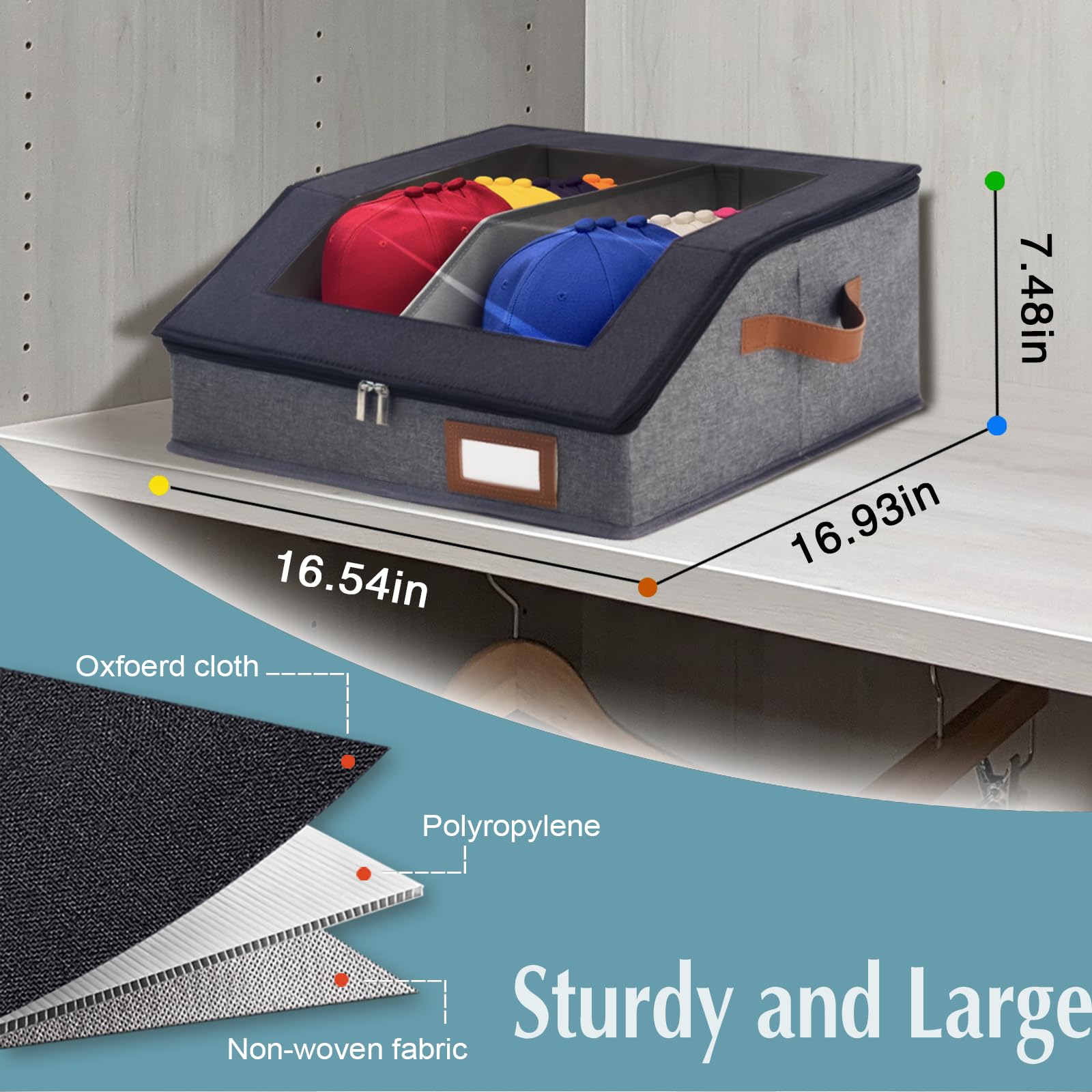HISULIV 2-in-1 hat organizer two-pack provides ample cap storage.