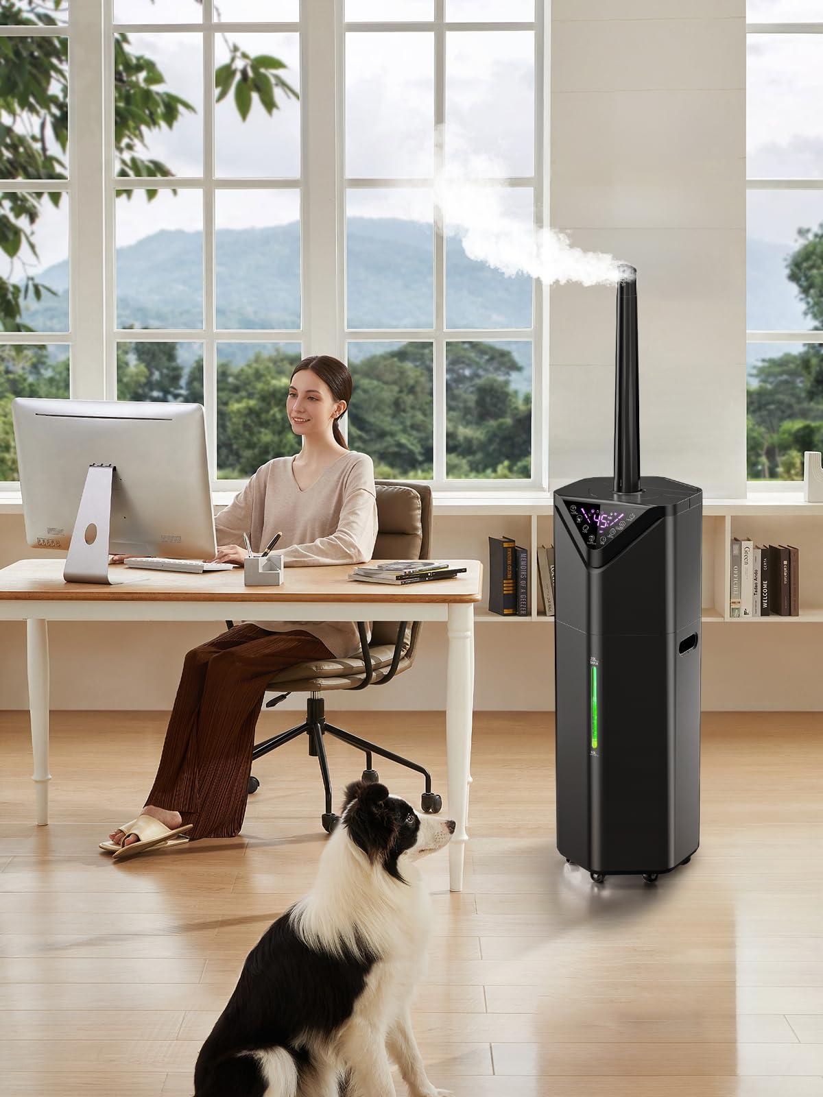 Hiswelle 5Gal humidifier large-room setup fits homes, offices, schools.
