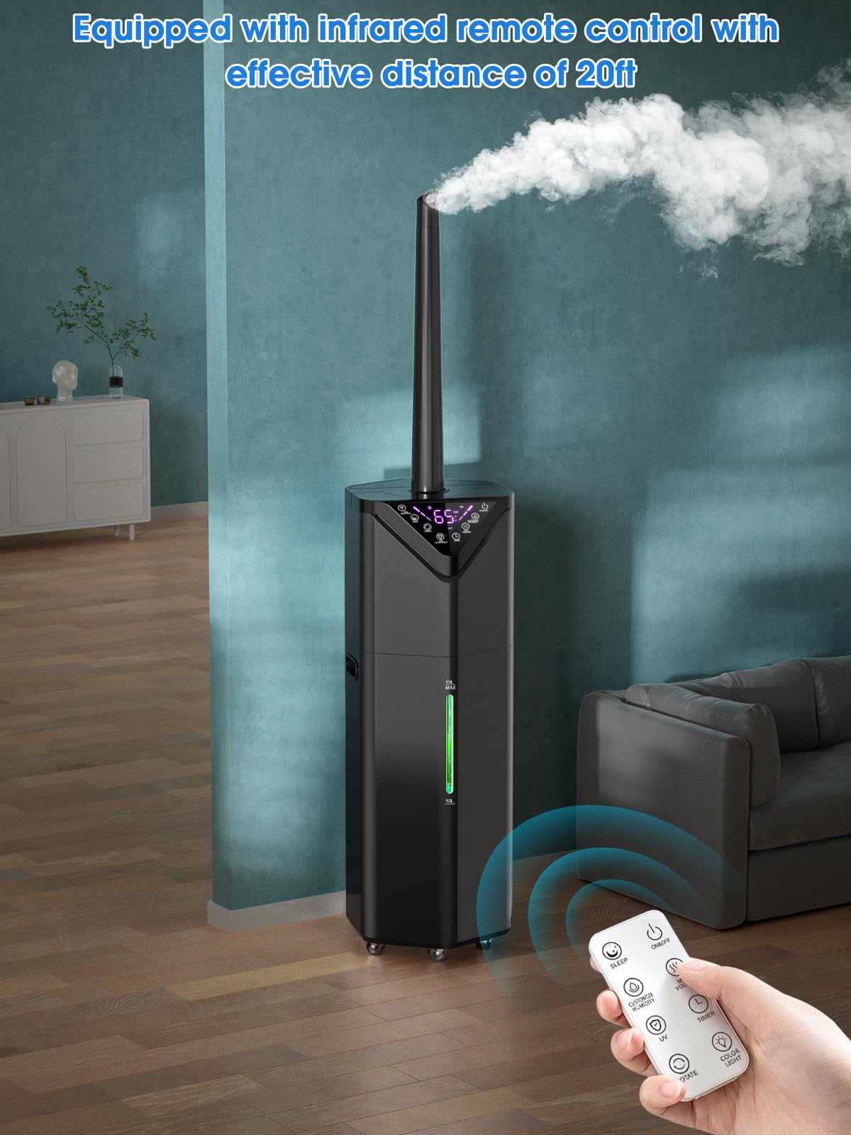 Hiswelle 5Gal humidifier LED display shows settings at a glance.