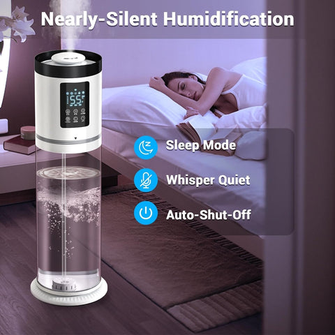 Hiswelle humidifier displaying 7 color ambient lighting options