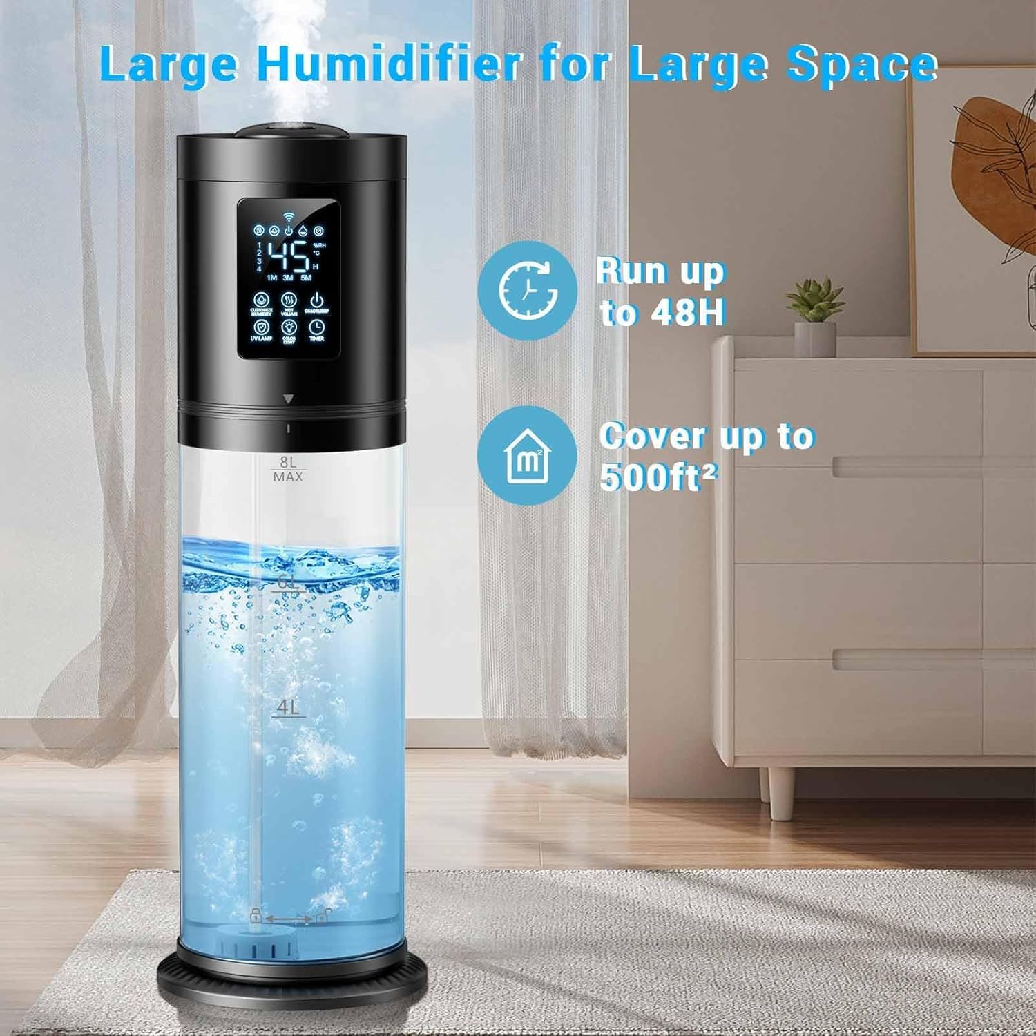 Hiswelle sleep mode at 35 dB for peaceful nights.