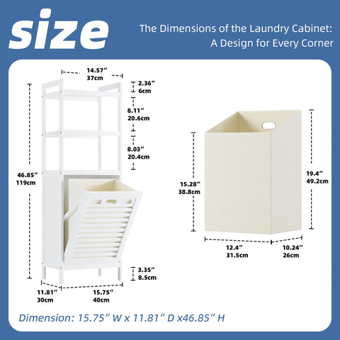 Hitnet Bamboo Tilt Out Hamper removable bag shown for easy laundry transport.