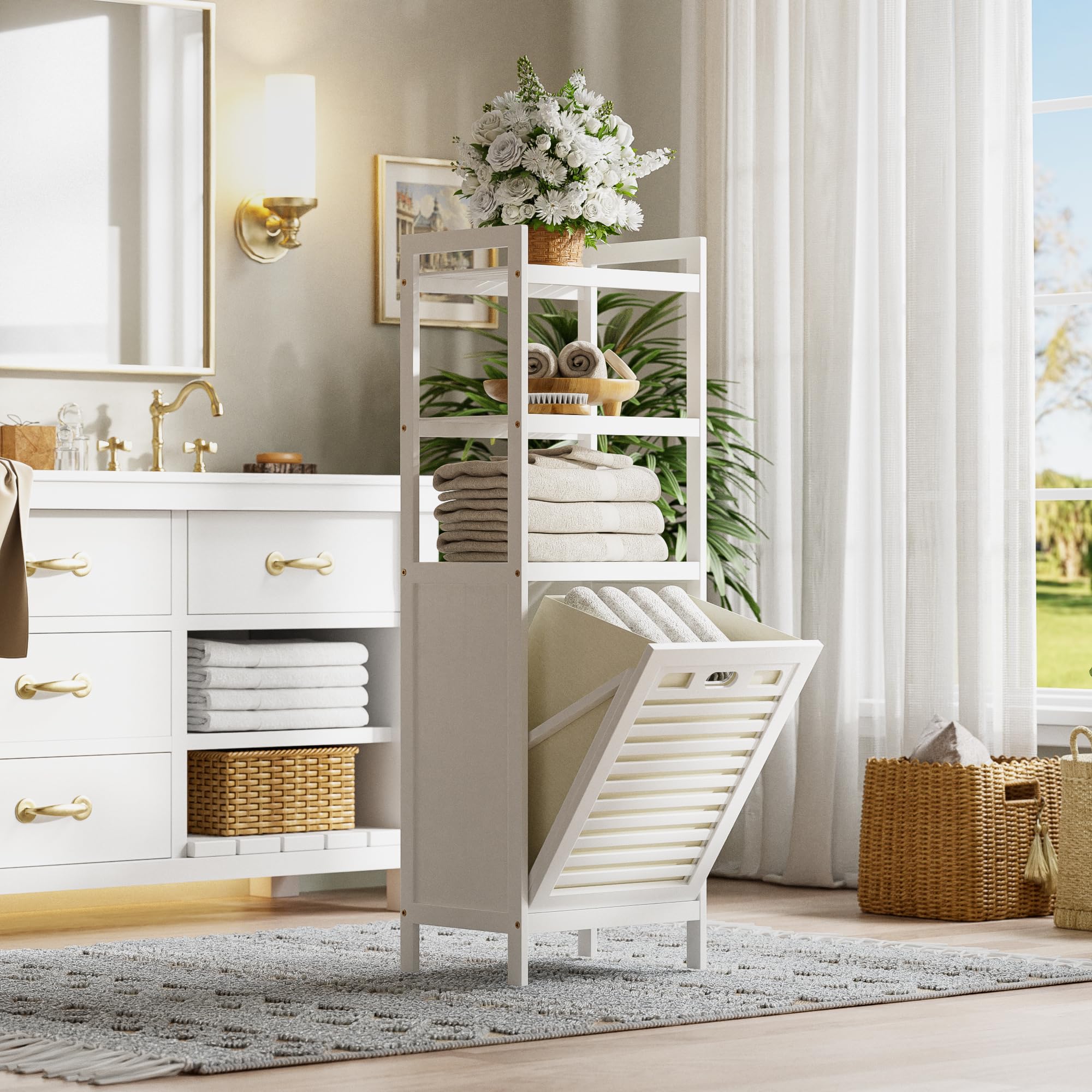 Hitnet tilt out hamper slatted front highlighting easy access and ventilation.