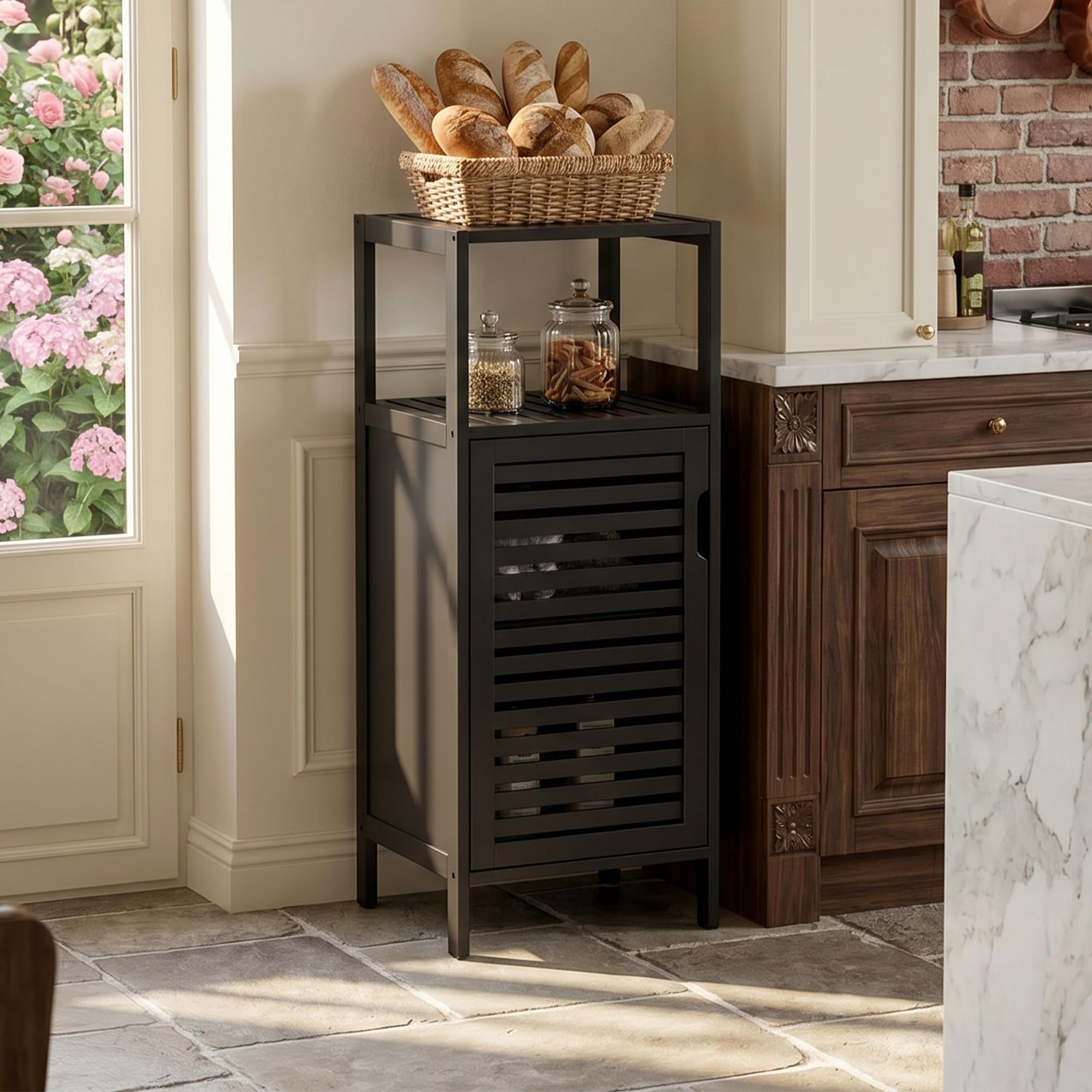 HITNET Narrow storage cabinet with four shelves ideal for kitchen spices and decor.