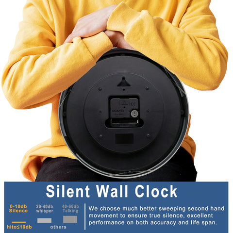 HITO clock dial with large white numbers for quick time checks