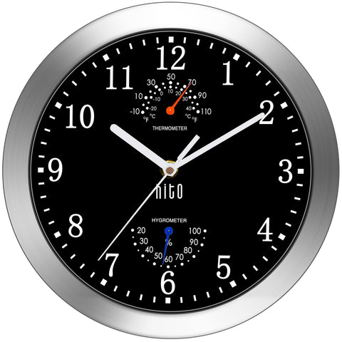 HITO silent 10-inch wall clock front view with easy-to-read dial