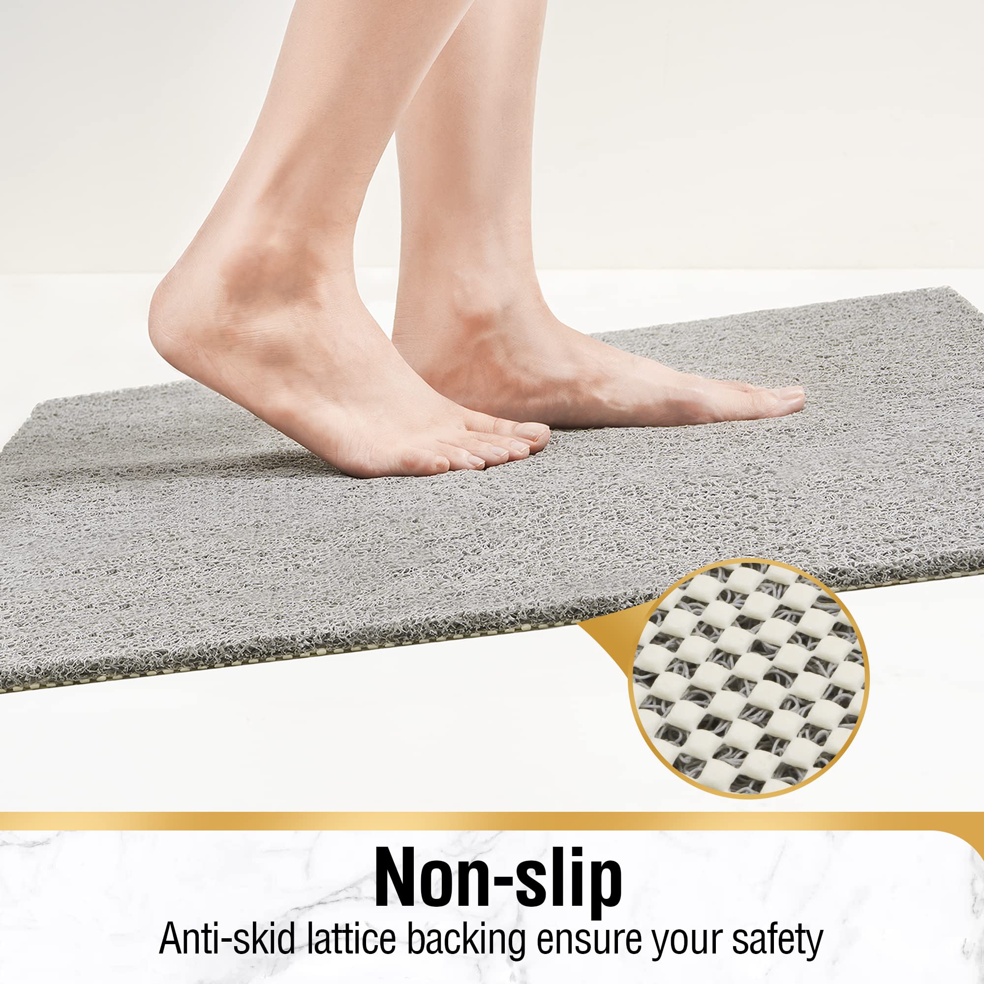HITSLAM square shower mat drain hole middle supports quick drying and prevents standing water