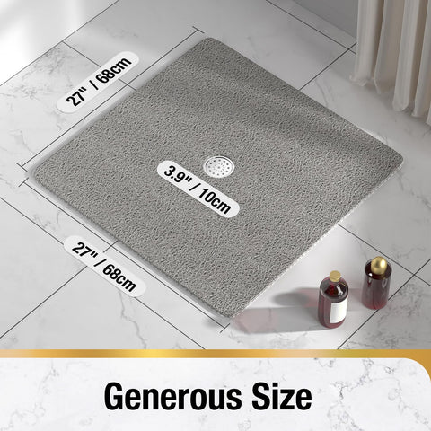 HITSLAM square shower mat textured top surface enhances grip for safer barefoot showers