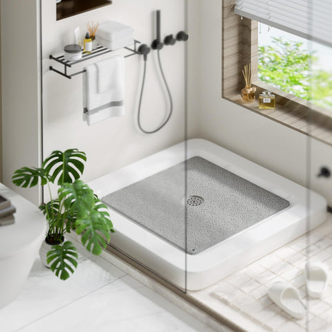 Hitslam no suction cups design stays put in wet bathrooms.