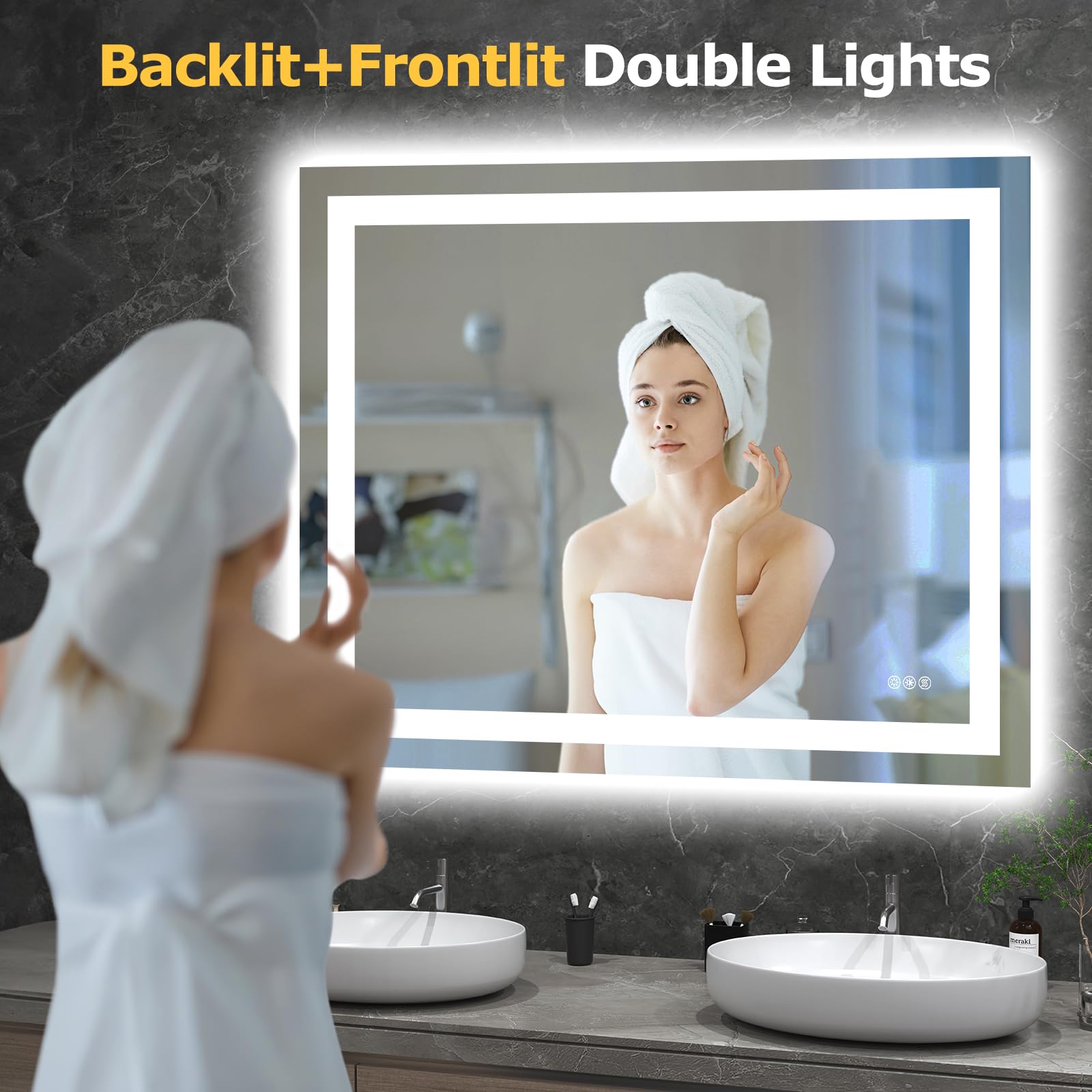 Hivone anti-fog mirror technology helps keep the surface clear after showers.