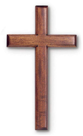 H. J. Sherman Unp Wall Cross in mahogany dark wood, perfect for a serene wall display.