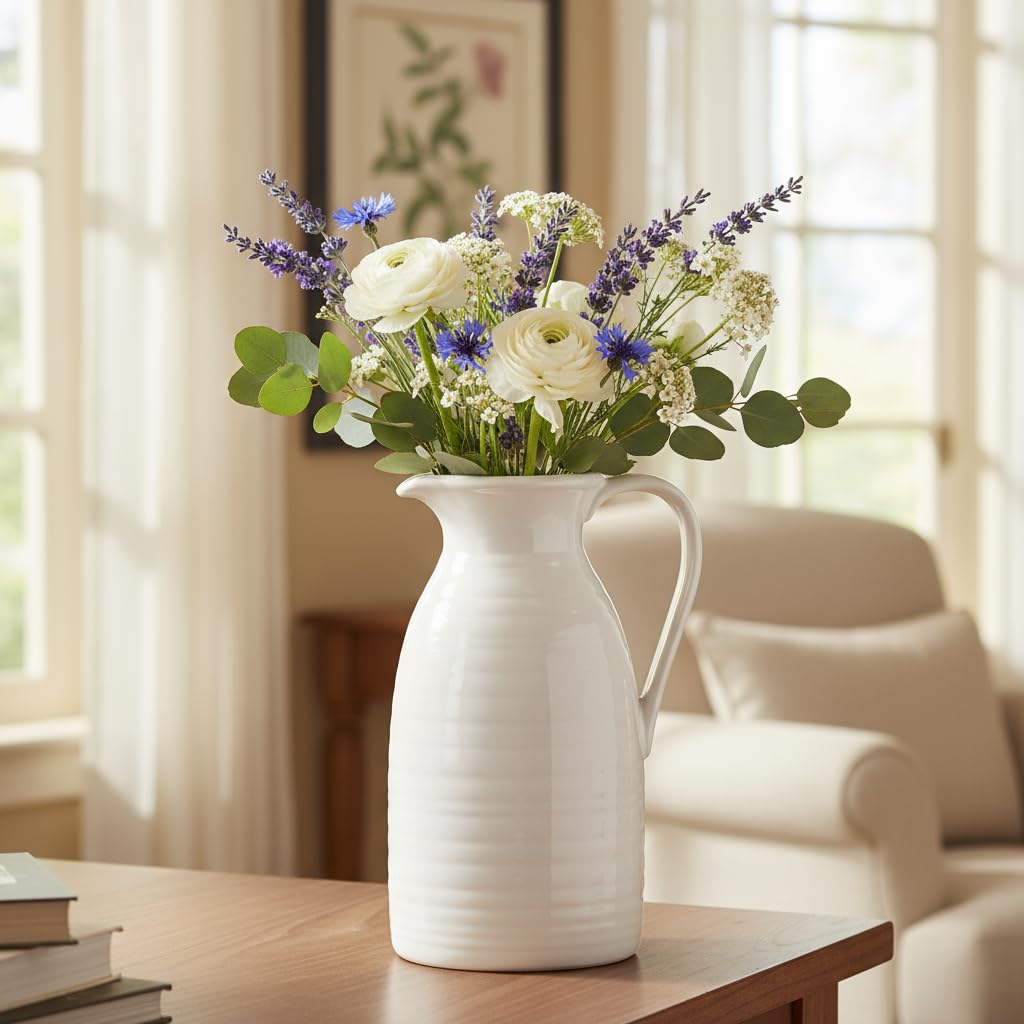 Hjn elegant ceramic pitcher vase enhances living room decor