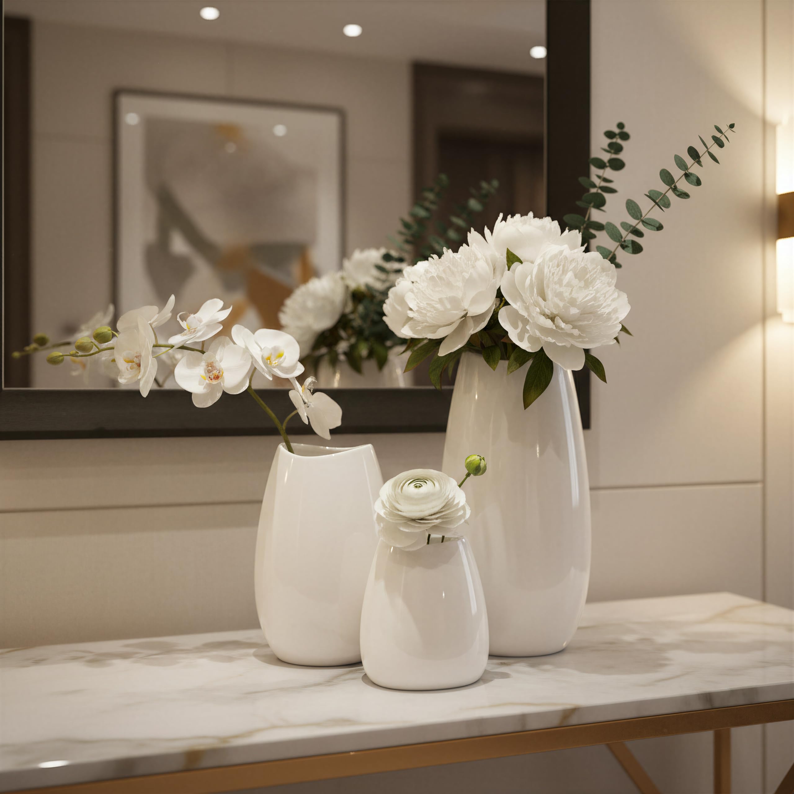 HJN white ceramic vase small size for table decor