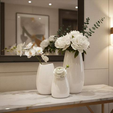 HJN white ceramic vase small size for table decor