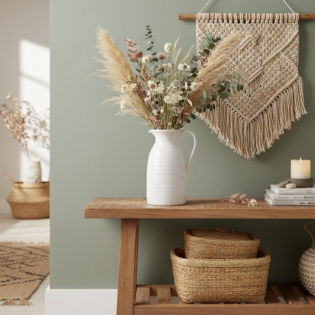 Hjn farmhouse vase displayed on mantel for refined charm