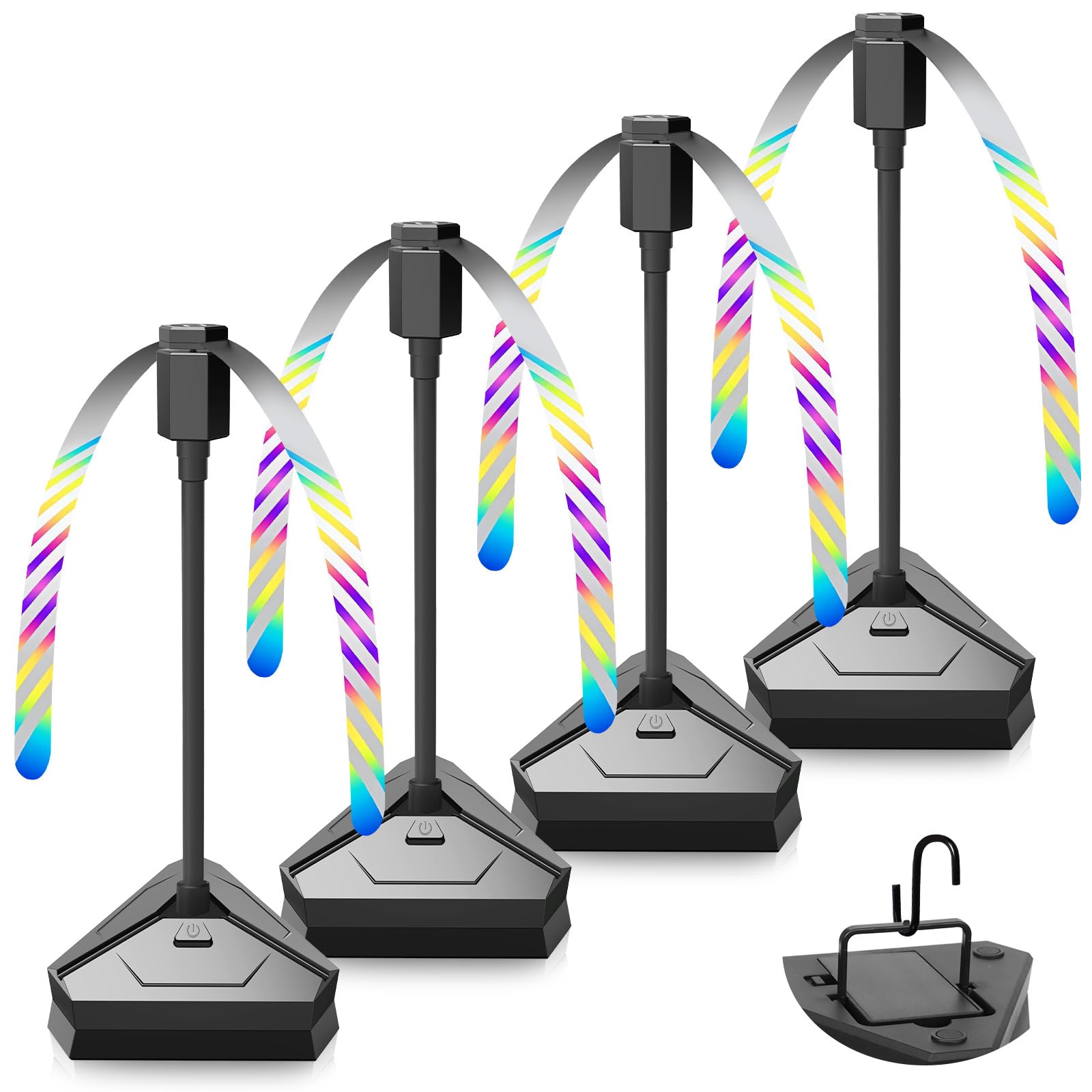 HKKDKTA four-pack fly fans on a table setup improve outdoor dining airflow.