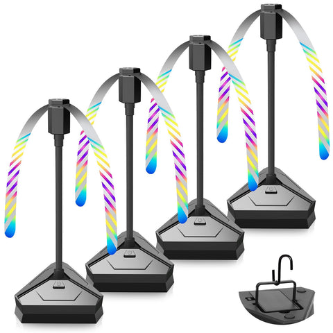 HKKDKTA four-pack fly fans on a table setup improve outdoor dining airflow.