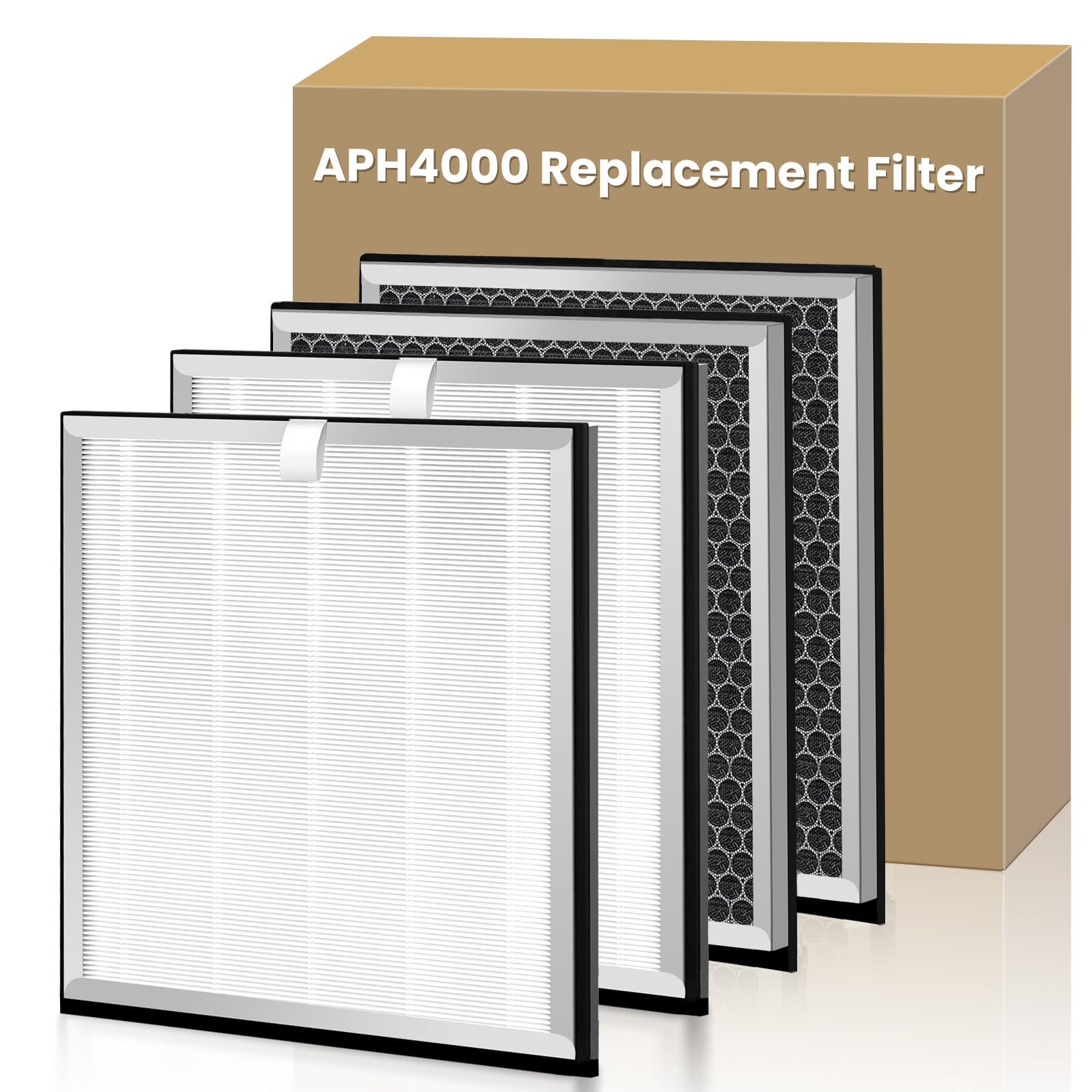 HKNECE APH4000LX replacement filter four-pack, front view for easy replacement