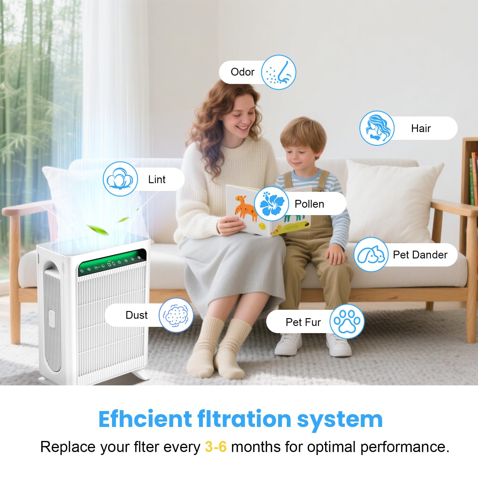 HKNECE APH4000LX replacement filters in use showing large-room coverage