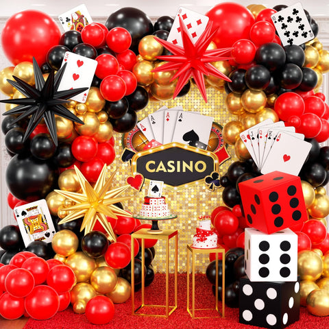 HKYOOD casino arch balloons create a dramatic, welcoming entrance.
