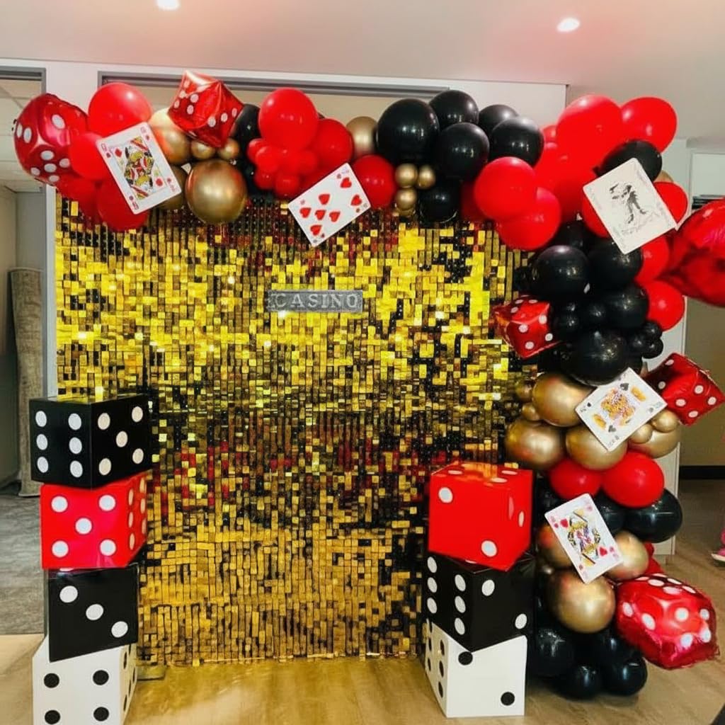 HKYOOD metallic gold balloons add luxe casino shimmer.