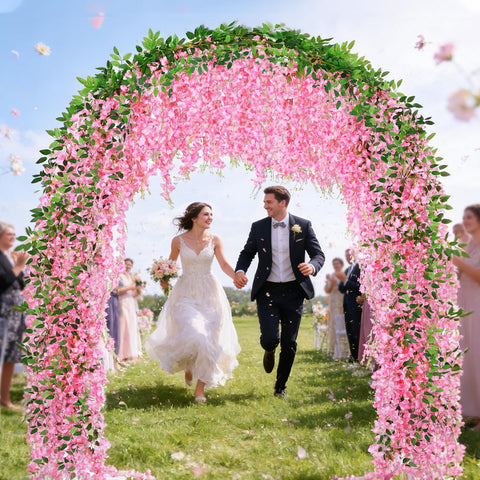 HLAONU pink wisteria garland for archways enhances romance and photo-worthy moments