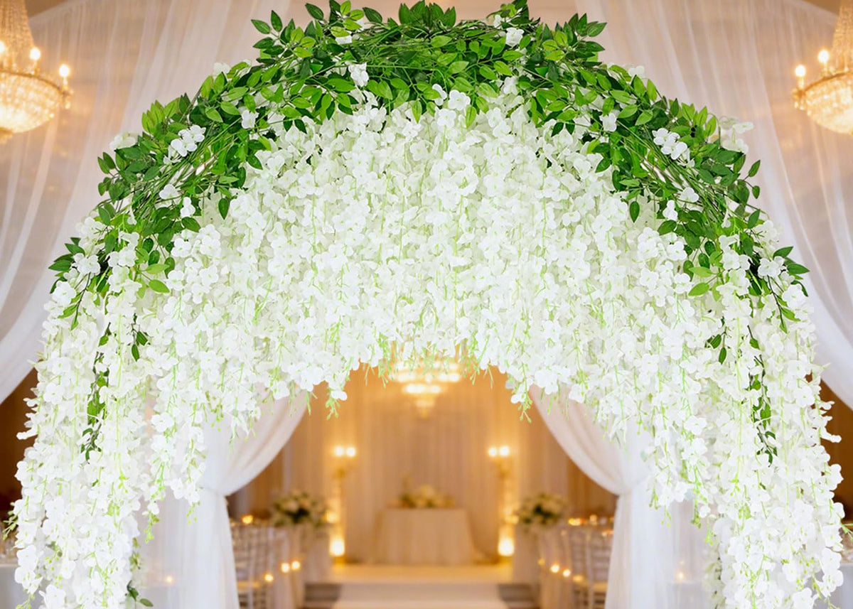 HLAONU 25-piece wisteria hanging flowers in 90ft total length for backdrops