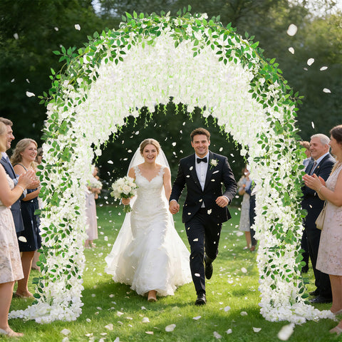HLAONU hanging wisteria flowers for wedding arch backdrop