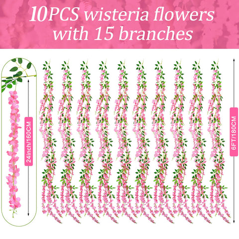 HLAONU pink wisteria vines are easy to bend for customized layouts and arches