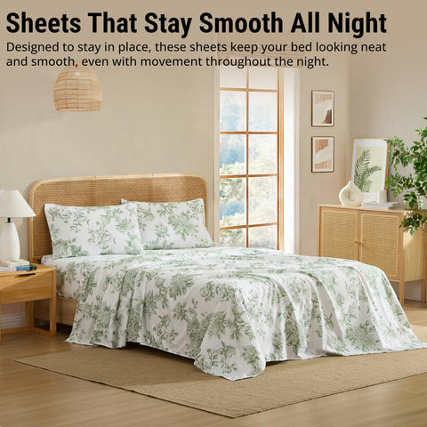 HLC.ME Rose Toile Floral Bed Sheets are easy to care for and resistant to fading.