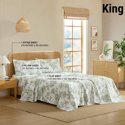 HLC.ME Rose Toile Floral Bed Sheets offer ultra-soft, double-brushed microfiber for cozy nights.