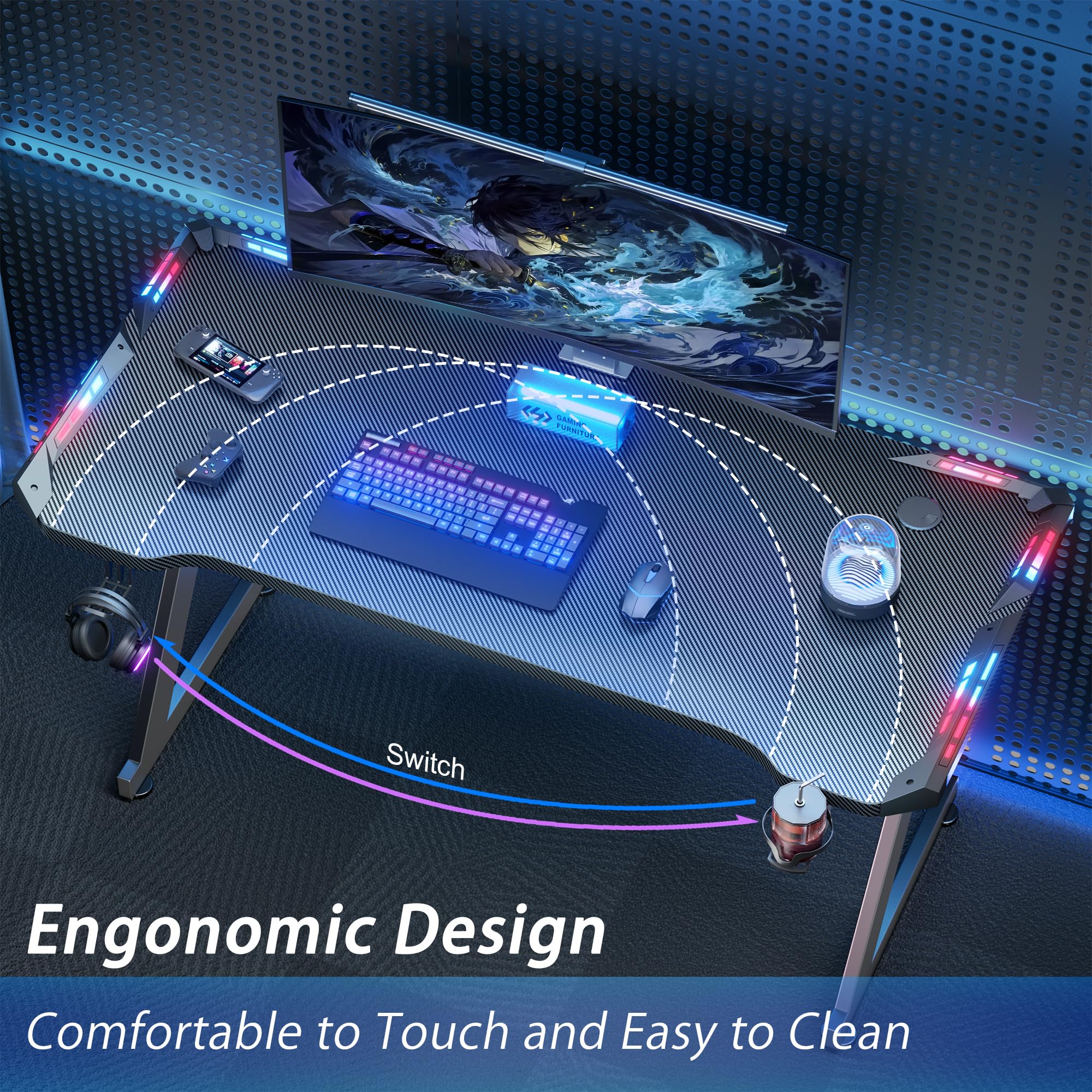 HLDIRECT ergonomic desk with rounded corners and stable adjustable feet