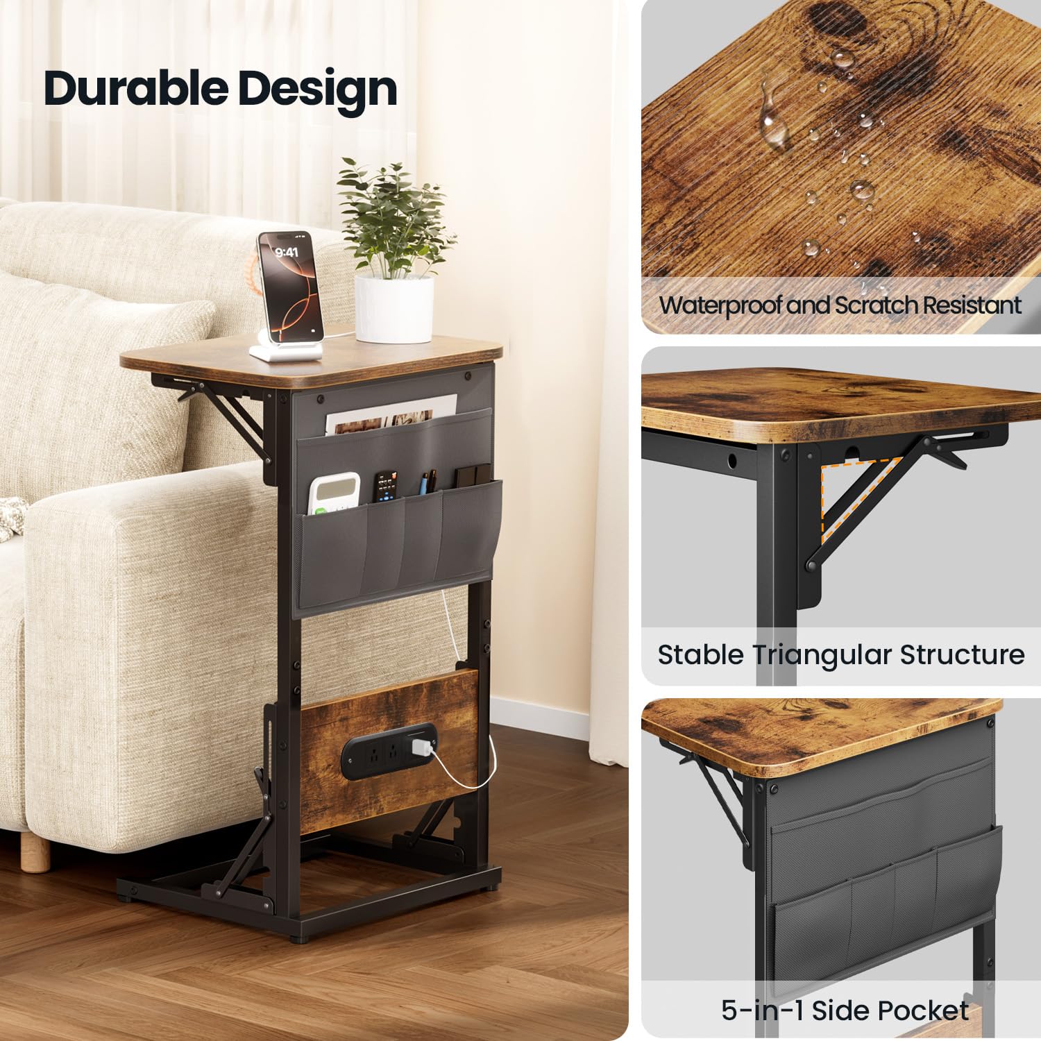 Foldable TV tray surfaced for coffee, snacks, or laptop use