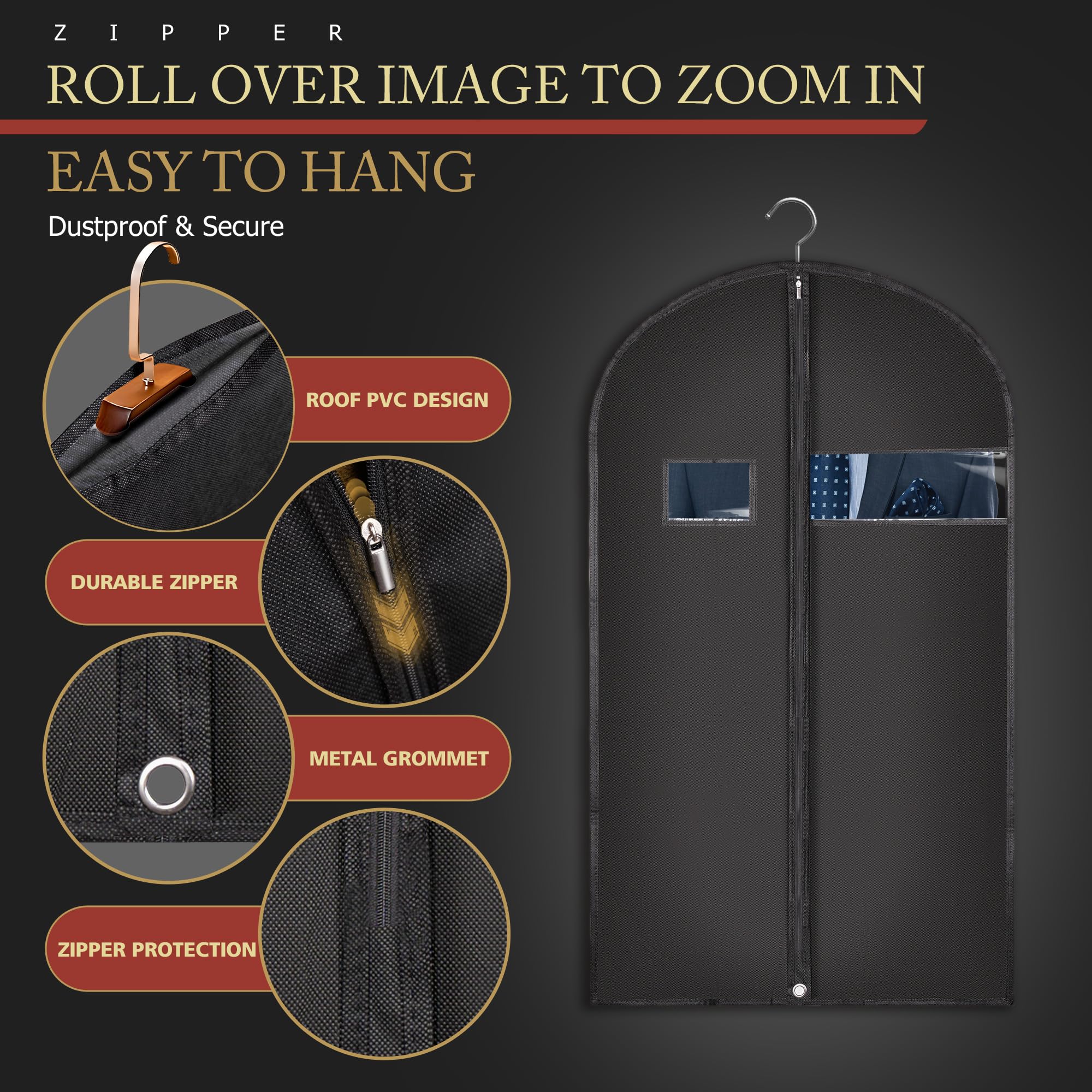 Hleelomi garment bags with sturdy zipper system for smooth access.