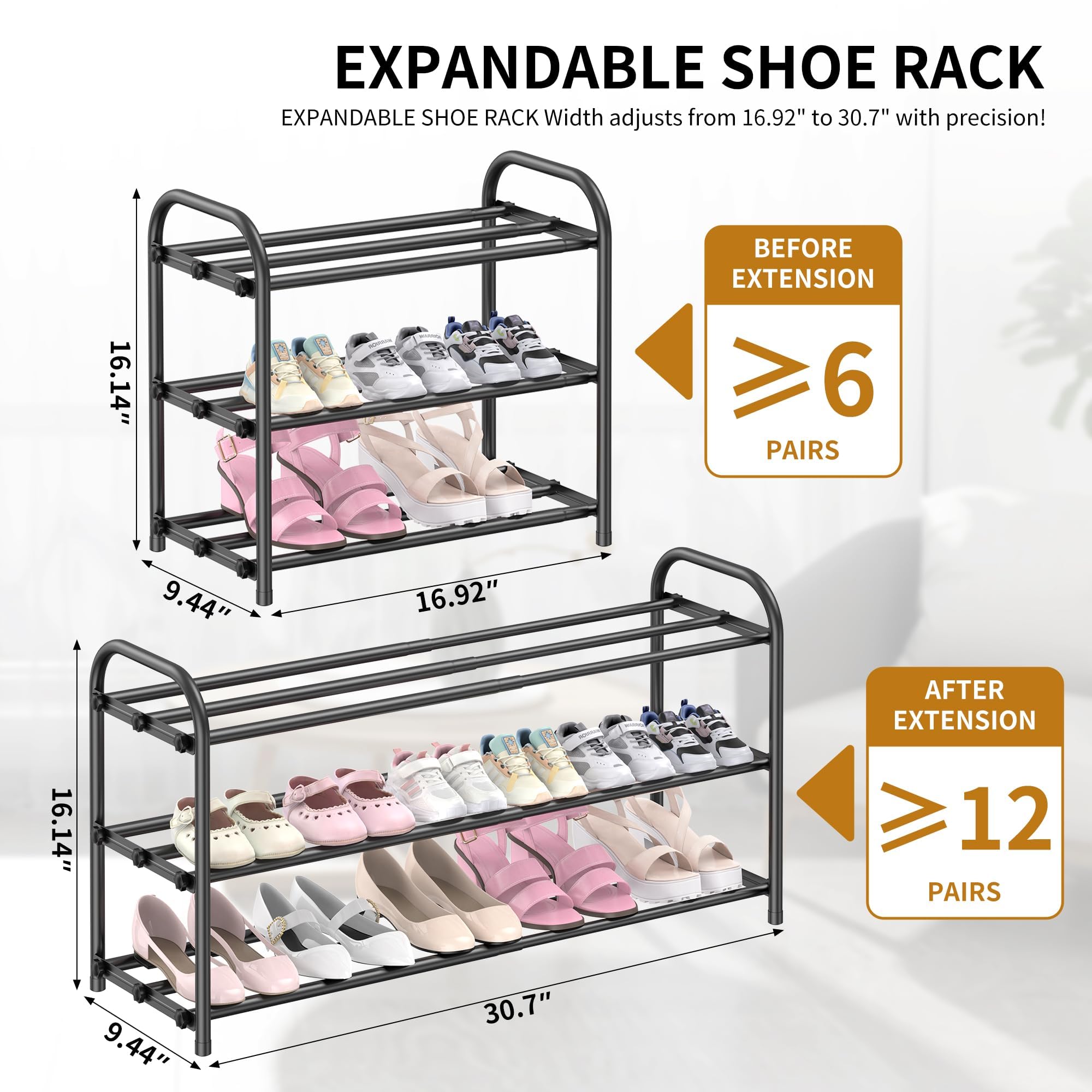Hleelomi metal shoe shelf close-up, rust-resistant finish and sturdy construction.