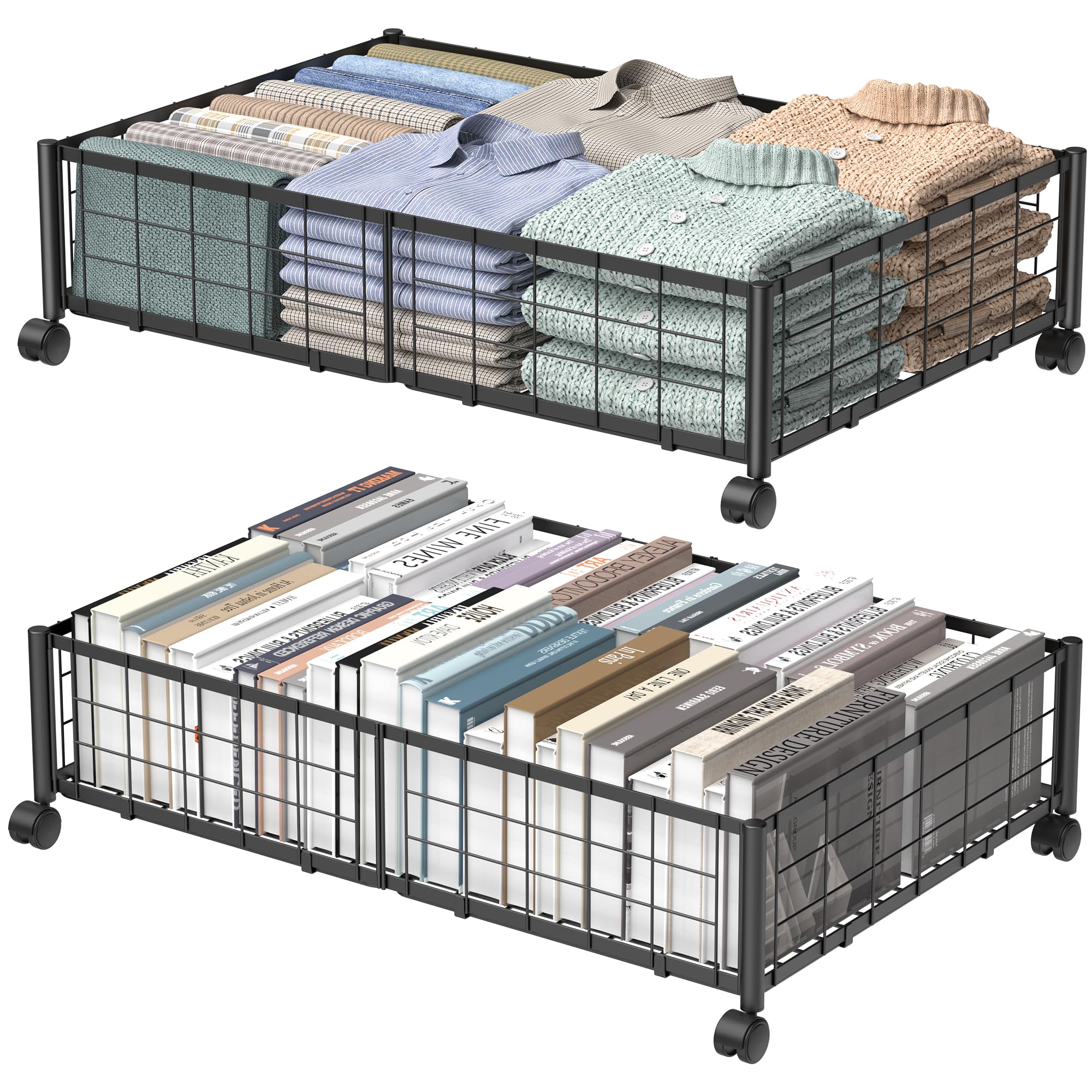 Hleelomi under bed storage with wheels showing assembly-free setup for quick organization.