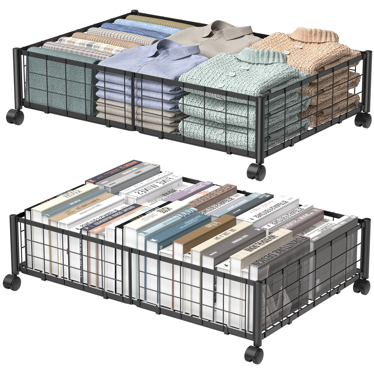 Hleelomi under bed storage with wheels showing assembly-free setup for quick organization.