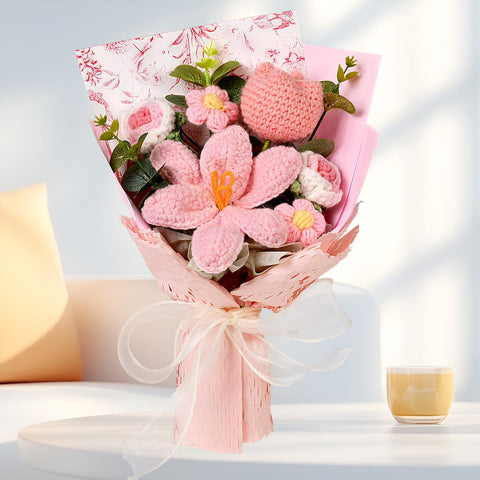 Hlenbin crochet bouquet handmade assembly highlighting artisan craftsmanship.