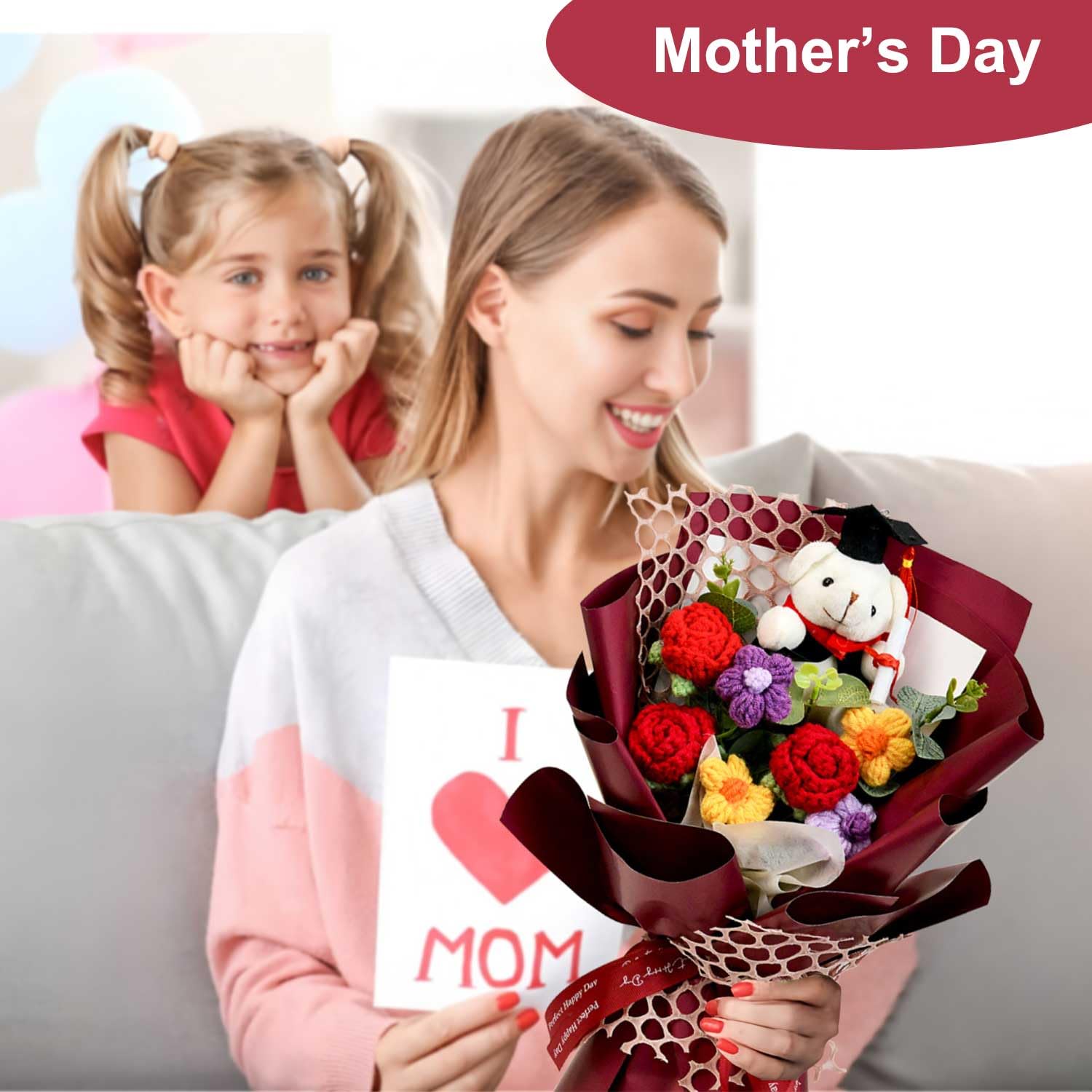 Hlenbin crochet roses bouquet offers lasting beauty for gifting.