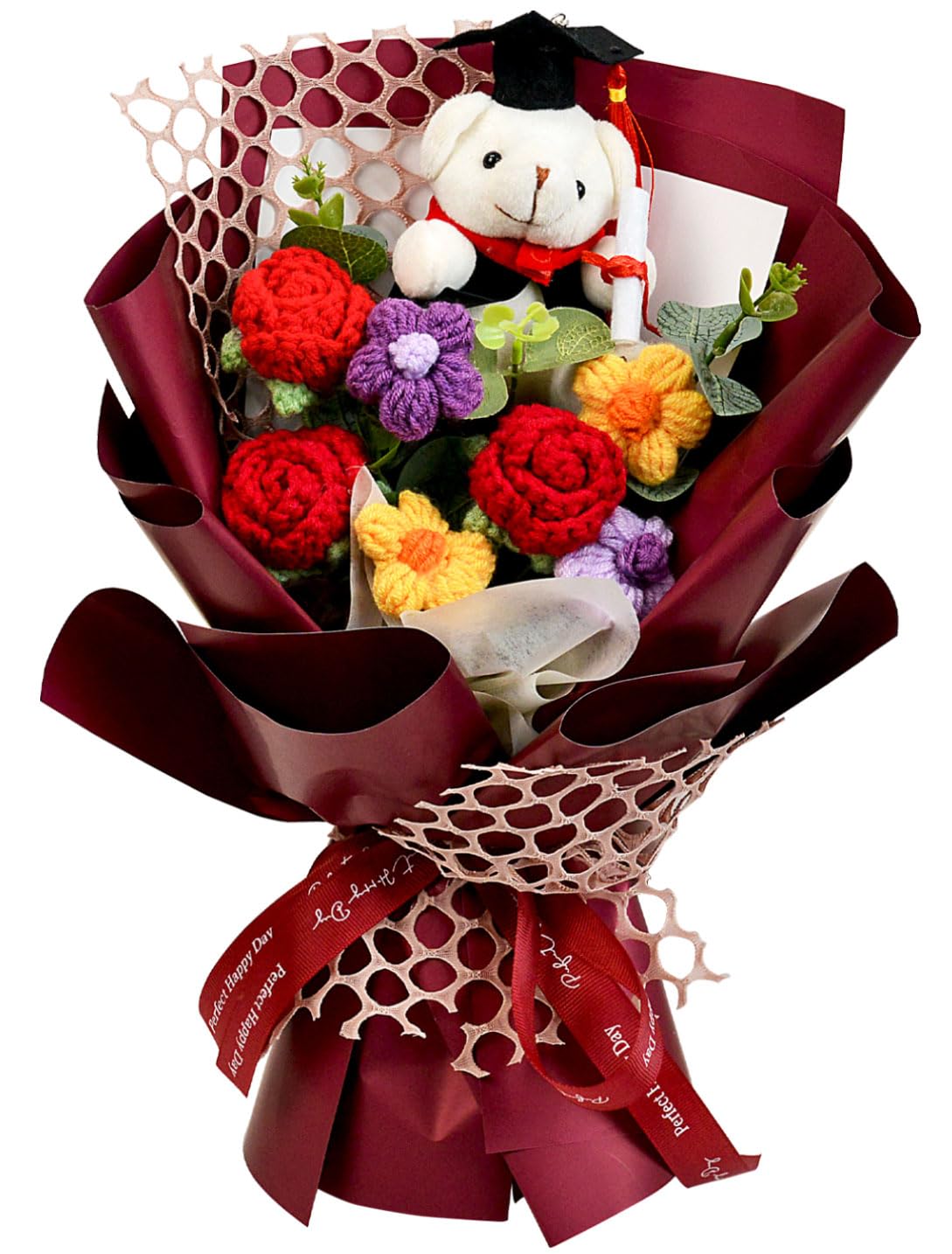 Hlenbin graduation bouquet with bear—ready-to-gift keepsake for celebrations.