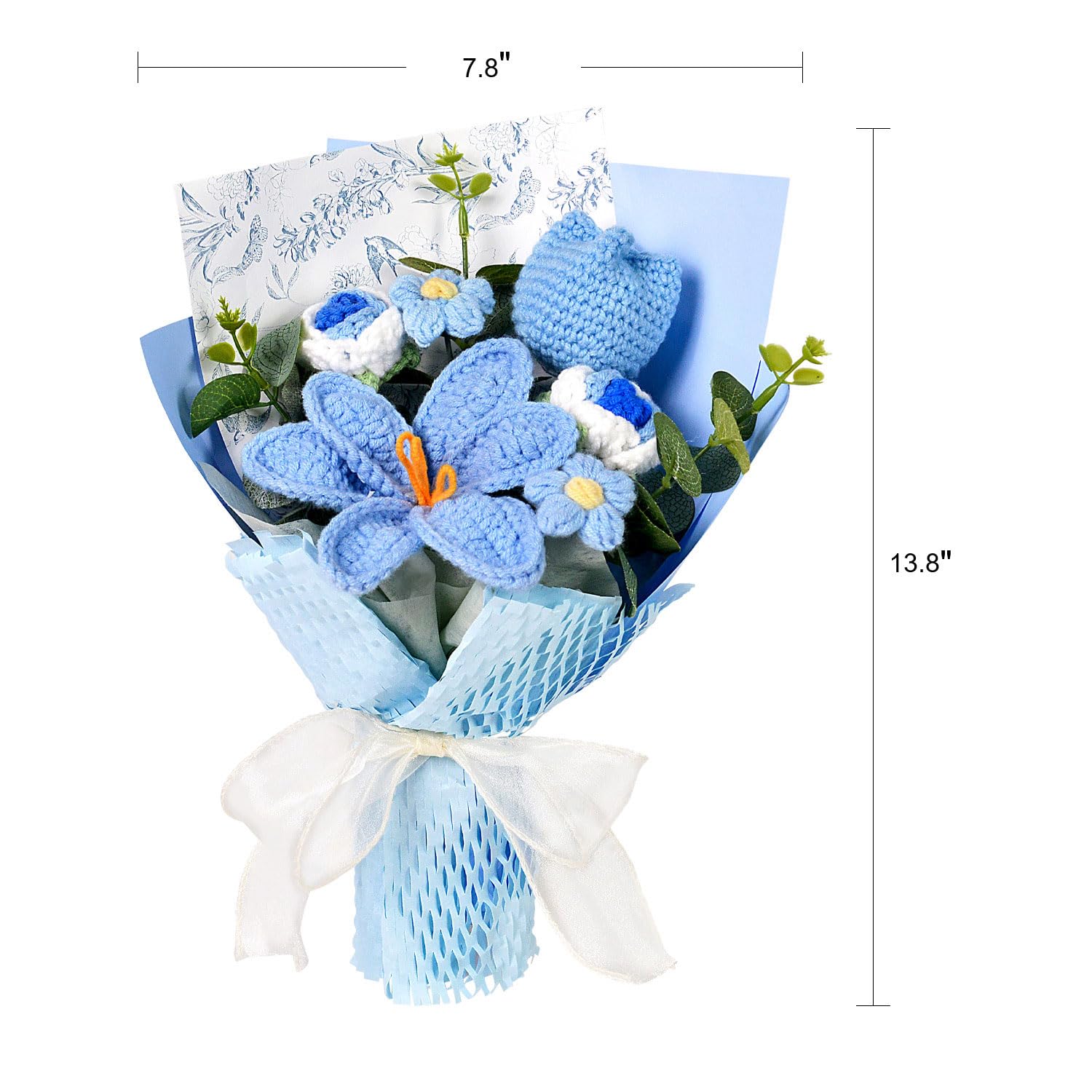 Hlenbin knitted bouquet eucalyptus sprigs bring fresh texture.